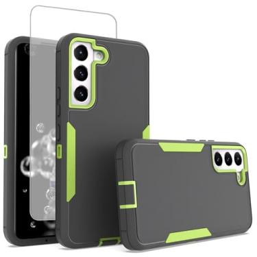 Imagem de Zoeirc Capa para Galaxy S22, Samsung S22 5G SM-S901U com protetor de tela de vidro temperado, suporte de camada dupla, suporte magnético para carro, capa de proteção à prova de quedas para Samsung