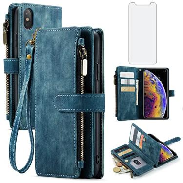 Imagem de Asuwish Capa de telefone para iPhone Xs Max capa carteira e protetor de tela de vidro temperado couro flip porta-cartão de crédito acessórios para celular i X XR Xsmax 10x SX Xmax 10xs 10s 10 Plus