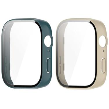 Imagem de Micteney 2 pacotes de capa protetora de tela compatível com Huawei Watch Fit 3, capa para Huawei Watch Fit 3 (verde + marfim)