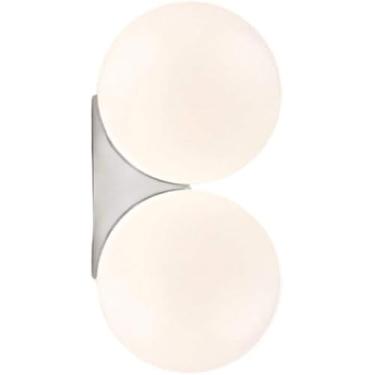 Imagem de luminária de parede moderna luminária de parede com bola de vidro de 11,9'' 2 luzes de cor dourada para faróis de quarto cabeceira sala de estar banheiro arandela de parede, cabeça dupla cro