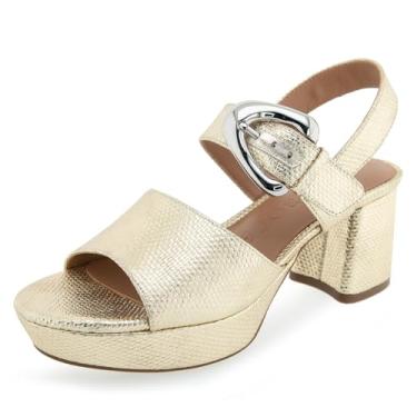 Imagem de Aerosoles Sandália feminina de salto de câmara, Tela dourada macia, 6.5 Wide