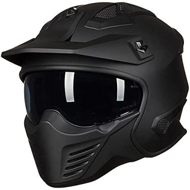 Imagem de ILM Capacete de motocicleta de rosto aberto 3/4 para ciclomotor, quadriciclo, UTV, Motocross, Cruiser, Scooter, DOT, modelo 726X (preto fosco, GG)