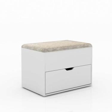 Imagem de Puff Baú Organizador 68x49,5x45 cm Branco Tecido 381 - Tecnomobili