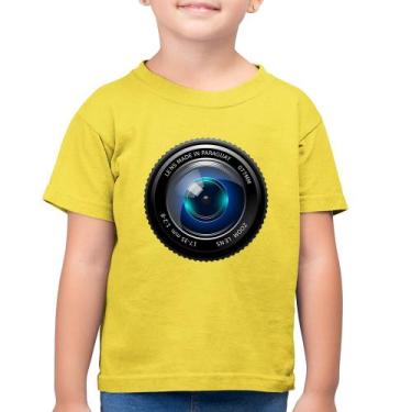 Imagem de Camiseta Algodão Infantil Lente Câmera - Foca na Moda, Amarelo canário