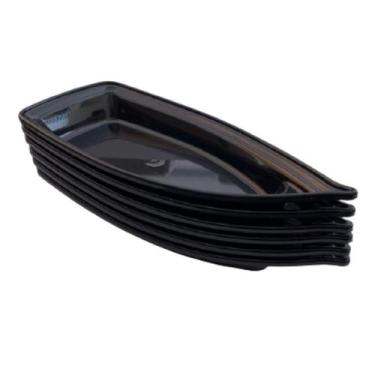 Imagem de Kit 06 Barca Barco para Açaí Sushi Sashimi Bandeja 42 Preto - Três Tri
