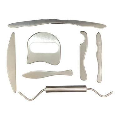 Imagem de Kit Com 7 Instrumentos de Liberação Miofascial Iastm Todos em Aço Inox