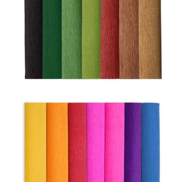 Imagem de Miuezuth flor de papel crepom diy papel crepom de 14 cores, papel crepom de 9,8 x 98 polegadas de largura para papel de embrulho diy, artesanato, flor de papel, festas de aniversário, casame