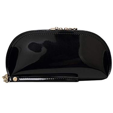 Imagem de Carteira feminina Zi Around couro envernizado clutch bolsa elegante porta-moedas porta-cartões, Preto, One size, Elegância