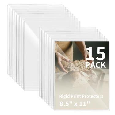 Imagem de souG Pacote com 15 protetores rígidos de impressão de 21,6 cm x 28 cm, protetores de folha de plástico rígido transparente à prova d'água, capas de papel, capas de plástico, porta-documentos de