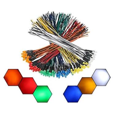 Imagem de Kit 50 Leds Alto Brilho 5mm 12v Montado Cabinho Na Cor 20cm (Branco Frio)