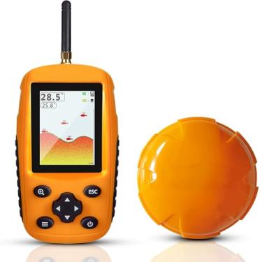 Imagem de Sensor Sem Fio Fish Finder Fish Finder Com Tela Colorida HD, Para Pesca Recreativa Em Docas, Praias Ou Bancos Detecte Com Precisão Localização Cardumes Peixes(Yellow)