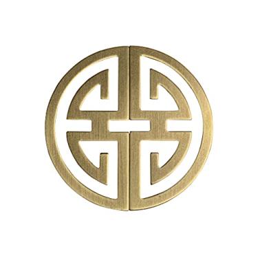 Imagem de Puxadores, puxadores, um par de puxadores de gaveta vazados de latão estilo retrô puxador armário armário armário gaveta móveis roun acessórios de hardware (ronze)