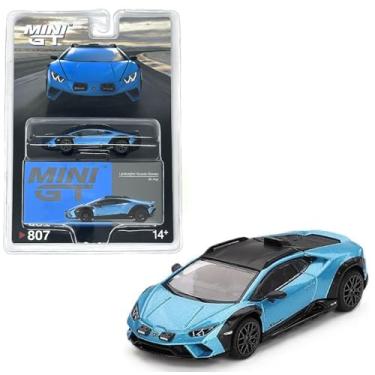 Imagem de Diecast Model Car Compatible with Mini GT 1:64 Lamborghini Huracán Sterrato Blu Aegir Limited Edition MGT00807