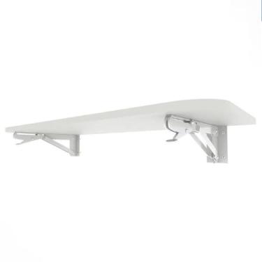 Imagem de Mesa de Cozinha Dobrável Portátil 120cm x 40cm MDF Suspensa Compacta Escritório Borda Arredondada