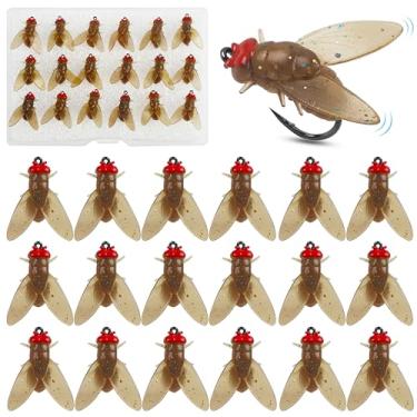 Imagem de OROOTL Bionic Iscas de pesca com mosca, 18 peças, kit de pesca com mosca, truta, moscas, panfish, moscas secas, anzóis artificiais macios para robalo, panfish, truta, riacho, água salgada, água doce