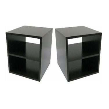 Imagem de Kit Nicho Suspenso Mesa  De  Cabeceira Preto Mdf  40x30x30 - Jws360º