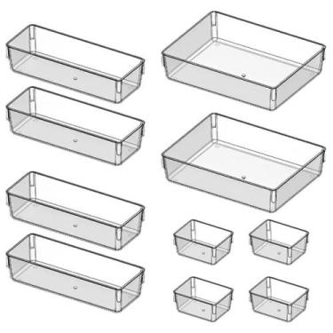 Imagem de 10 Cestos Organizadores de Gavetas e Geladeiras Modular Multiuso Acril