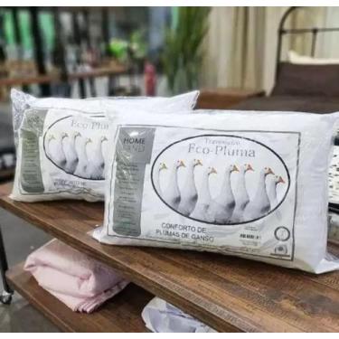 Imagem de Kit 02 Travesseiro Eco-pluma Conforto Plumas De Ganso 70x50 Cm - FF En