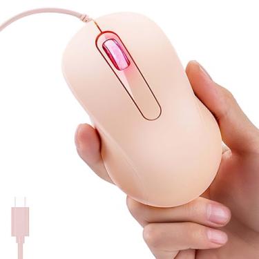 Imagem de Mouse com fio, interface tipo C, silencioso, portátil, ergonômico, viagem, USB, pequeno, com fio, mouse óptico com 3 botões, plug and play, para laptop, tablet, PC, MacBook, celular, escritório