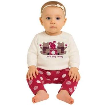 Imagem de Conjunto Infantil Menina Moletom Peluciado e Legging Estampada Kyly-Feminino