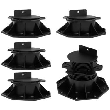 Imagem de DJAPWPX 5 peças de elevação de pedestal de deck, altura de suporte de rolamento ajustável, plataforma de alta carga e suporte de piso para todas as subestruturas feitas de madeira WPC e alumínio (5