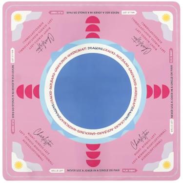 Imagem de DJAPWPX Tapete de mesa Mahjong de tamanho grande com fundo antiderrapante, versátil, dobrável, redutor de ruído, tapete de Mahjong para jogos de cartas de pôquer, jogos de tabuleiro, 80 x 80 cm (rosa)