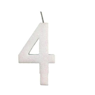 Imagem de Vela De Aniversário 4 Branca Glitter