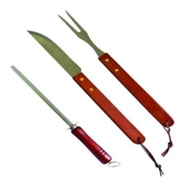 Imagem de Kit Churrasco, Jogo Churrasco Aço Inox 3 Peças