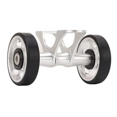 Imagem de Cryfokt Paralama de Bicicleta Easywheel Roda Dupla Leve para Bicicleta Dobrável Brompton Dahon, Cnn Terminou Substituição da Roda do Paralama Traseiro da (Prata)
