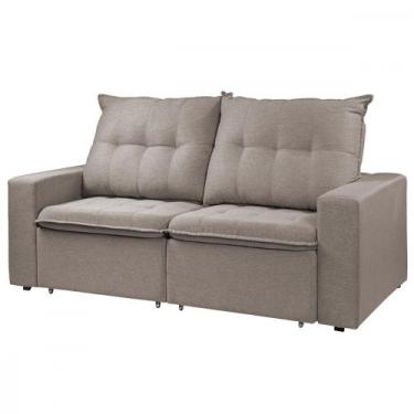 Imagem de Sofá Reclinavel Estofado Milano 200cm Veludo Carvalho - Star Confort, 