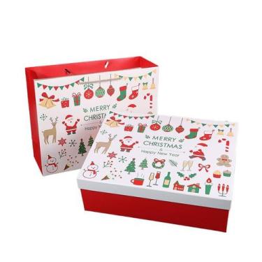 Imagem de Caixa de presente de Natal com tampa 21x21x9,8 cm vermelha - yiweisai