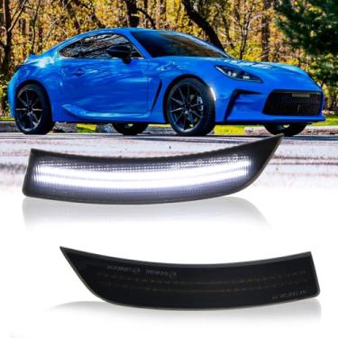 Imagem de Luzes de LED brancas para Toyota GR86 ZN8 Subaru BRZ 2022 2023 2024 2025 atualização lente dupla fumê para-choque para-choque luzes laterais 36-SMD DRL acessórios 2 peças