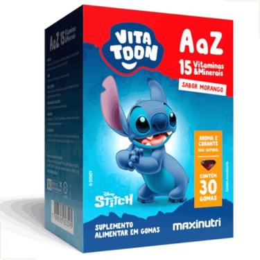 Imagem de VitaToon Stitch Polivitamínico A a Z - 30 gomas - Sabor Morango - Maxinutri