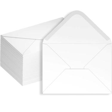 Imagem de Envelopes de 50 unidades, 4 x 15 cm, envelopes A4 com aba de contorno para convites de noivado, convites de casamento, anúncios, chá de bebê, perfeito para cartão RSVP de 120 g/m², 4,6 x 16,3