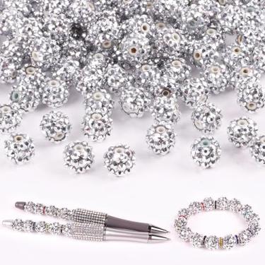 Imagem de 100 contas de strass - contas para canetas com contas, contas focais para canetas com contas, contas espaçadoras para chaveiros, pulseiras artesanais - prata