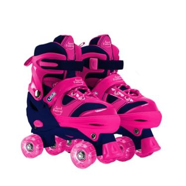 Imagem de Patins Infantil Rosa Ajustável 35-38 Rodinhas Seguras Confortáveis Lazer Infantil