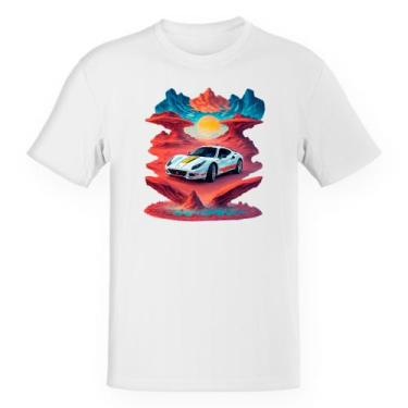 Imagem de Camiseta Unissex Ferrari Branca Montanha Sunset, GG