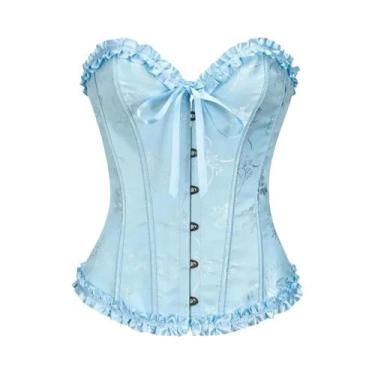 Imagem de Top Corset Vintage Vitoriano Feminino Com Renda, Ajustável, Com Detalh