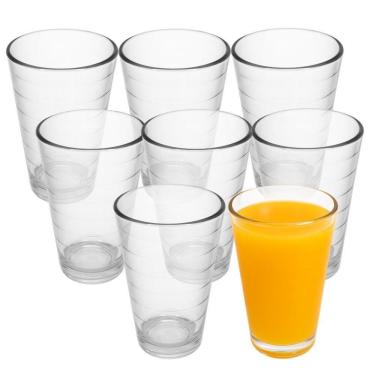 Imagem de Jogo 8 Copo De Vidro 200ml Suco Refrigerante água Lines Rings Fratelli