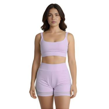 Imagem de Conjunto de Short Duplo Fitness Academia Treino Feminino-Feminino