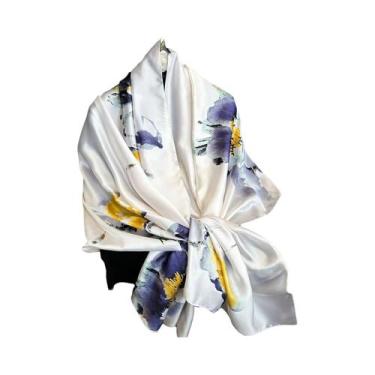 Imagem de Lenço De Seda Luxuoso Feminino 180x90CM Estampa Fashion Xale Longo Pro