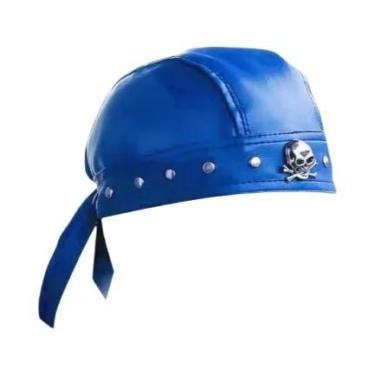 Imagem de Bandana De Couro Preta Com Caveira Para Capacete De Moto, Presente De 