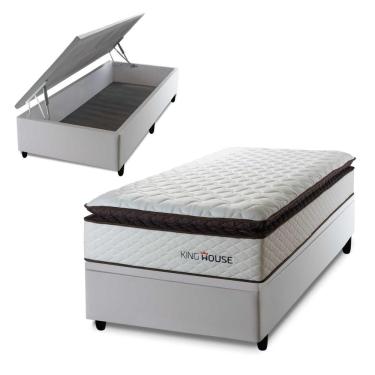 Imagem de Cama Box Baú San Diego 88x188 Branco Espuma D33 King House