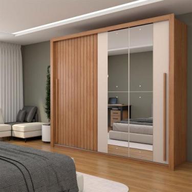 Imagem de Guarda-Roupa Casal Coliseu Ripado 2 Portas 4 Gavetas com Espelho Freij