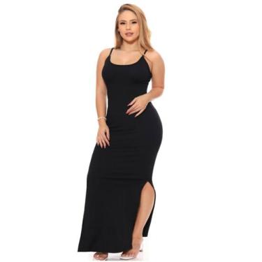 Imagem de Vestido Longo Alcinha Canelado Fenda Lateral Casual - sarawi fashion, 