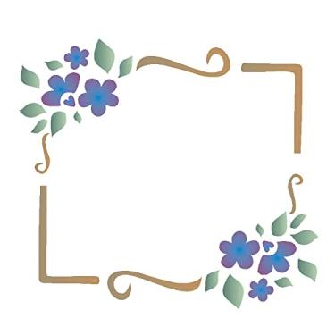 Imagem de Stencil de Acetato para Pintura OPA Simples 14 x 14 cm - 995 Moldura Flor
