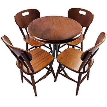 Imagem de Mesa redonda 4 cadeiras madeira maciça 4 lugares - Empório Tambo