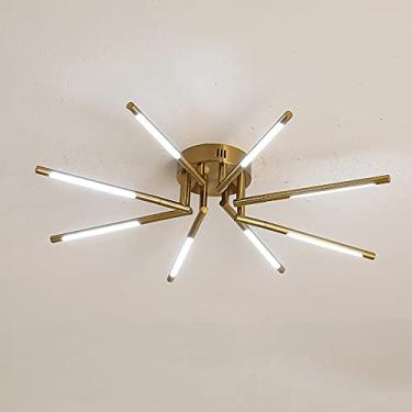 Imagem de Lustre de 8 cabeças LED Luzes de teto de silicone, Lustres de quarto modernos, Luzes de teto Luzes de teto embutidas pretas e douradas, Lustres industriais compatíveis com sala de jantar, sa