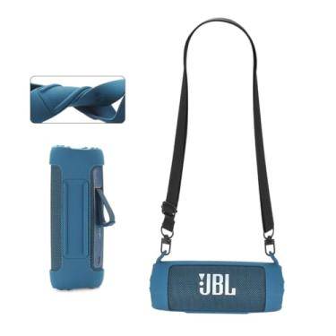 Imagem de Capa de silicone compatível com JBL Flip 7, caixa de som portátil, sem fio, resistente a subwoofer, resistente a quedas, alça de ombro ajustável, montanhismo, caminhadas, viagens ao ar livre