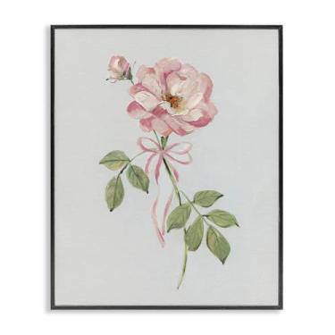 Imagem de Stupell Industries Zinnia rosa com fita preta emoldurada Giclee Art Design por Sally Swatland, 28 x 35